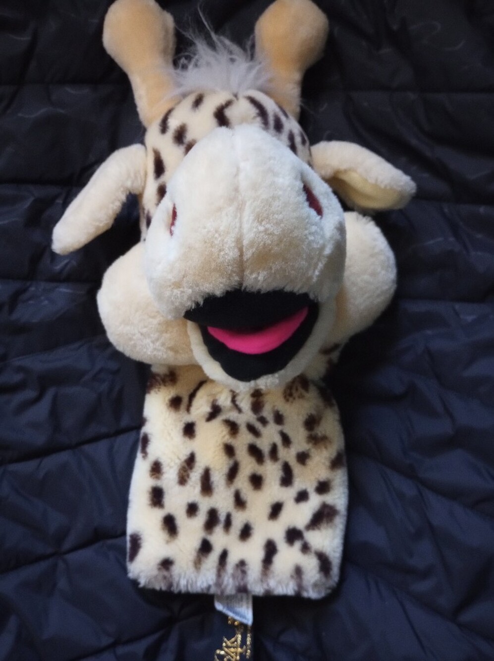 Vintage Puppet giraffe Toy in Cream with Pink Mouth